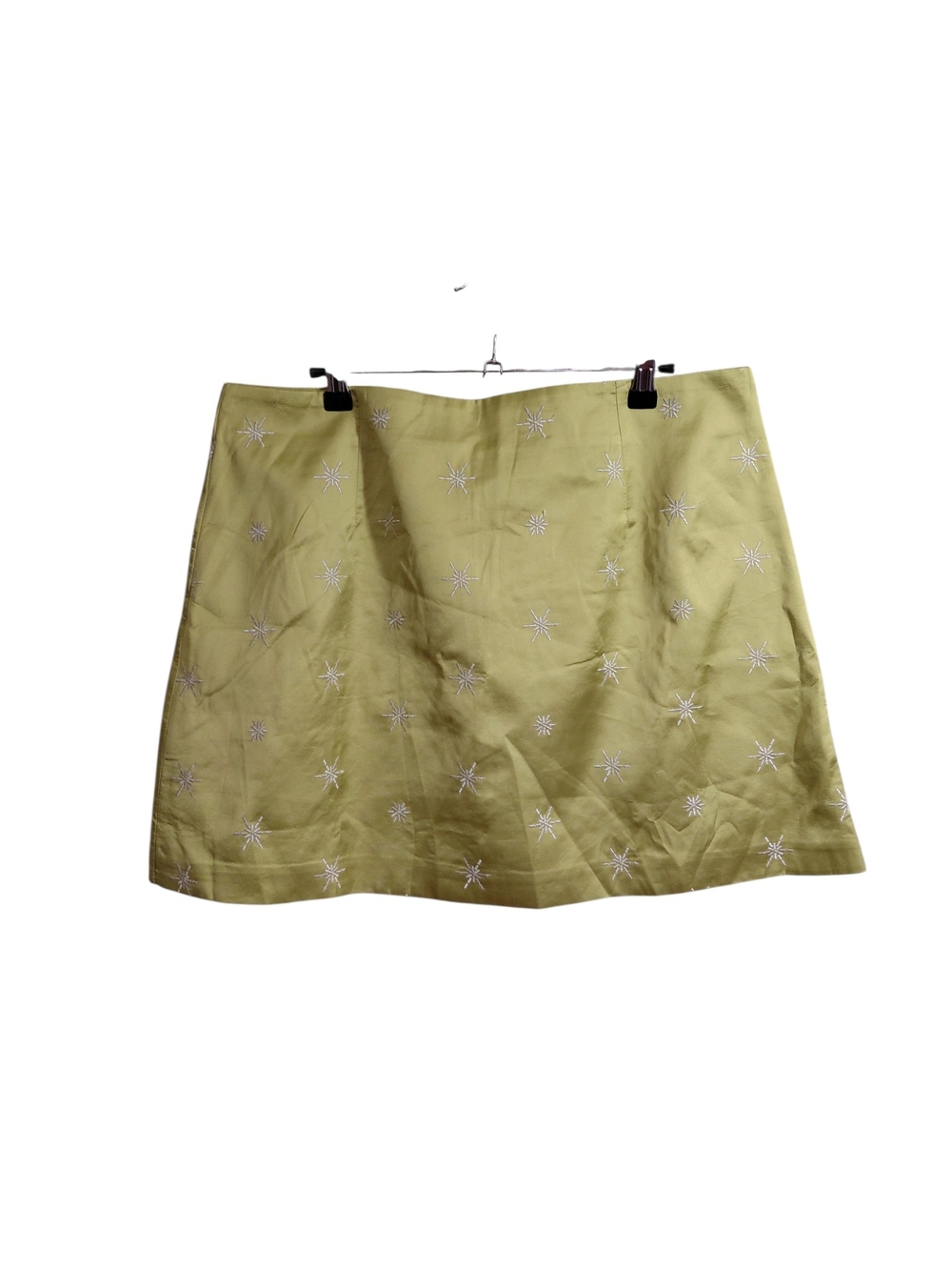 Light Olive A-Line Skirt with White Star Embroidery